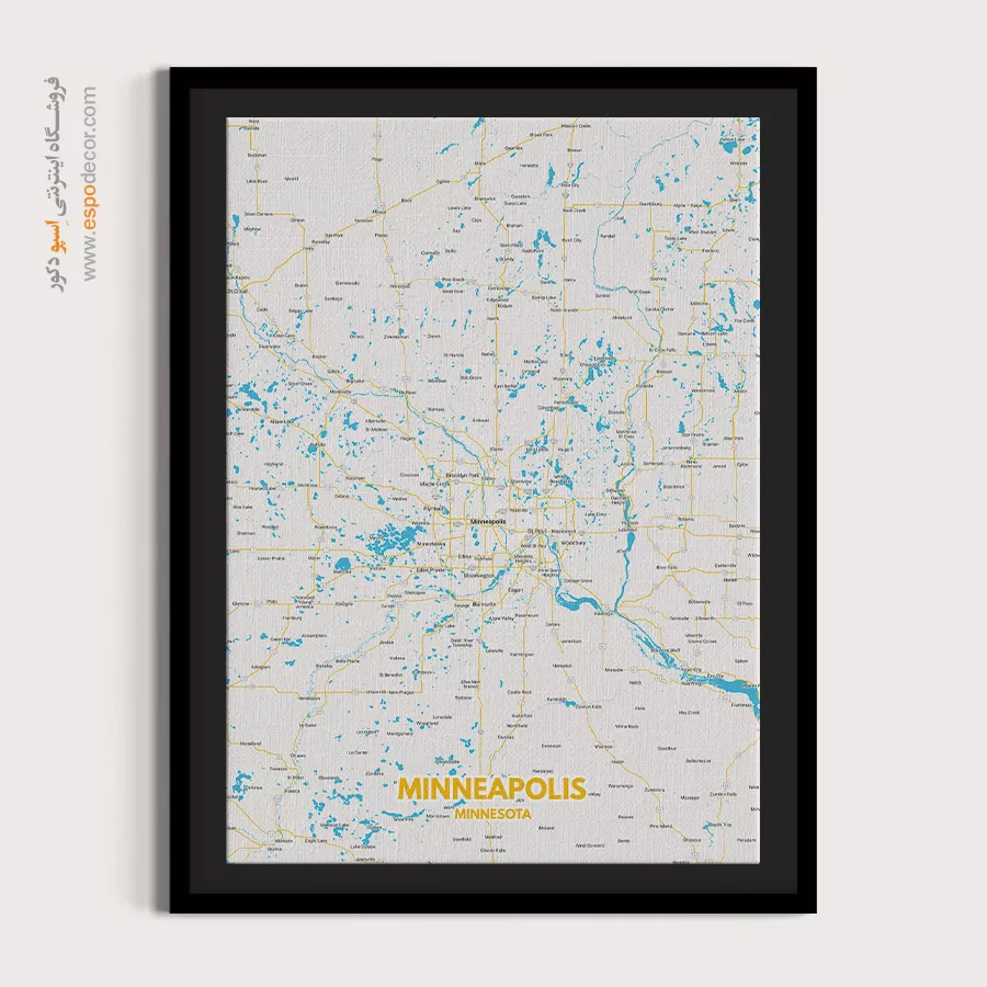 تابلو نقشه مینیاپولیس - مینیاپولیس – تابلو نقشه شهرهای جهان - اسپو دکور