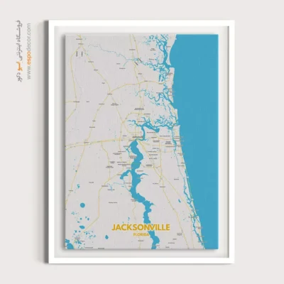 تابلو نقشه شهر جکسنویل - جکسنویل – تابلو نقشه شهرهای جهان - اسپو دکور