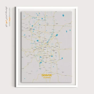 خرید تابلو نقشه دنور - دنور – تابلو نقشه شهرهای جهان - اسپو دکور