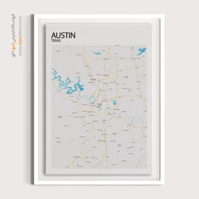 تابلو نقشه مدرن آستین - آستین – تابلو نقشه شهرهای جهان - اسپو دکور