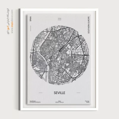 تابلو هنری نقشه سویل اسپانیا - سویل اسپانیا – تابلو نقشه شهرهای جهان - اسپو دکور
