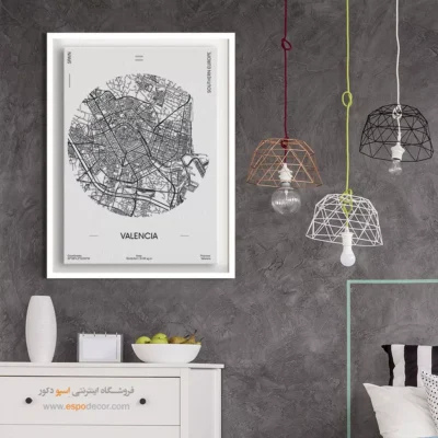 تابلو دکوراتیو والنسیا اسپانیا - والنسیا اسپانیا – تابلو نقشه شهرهای جهان - اسپو دکور