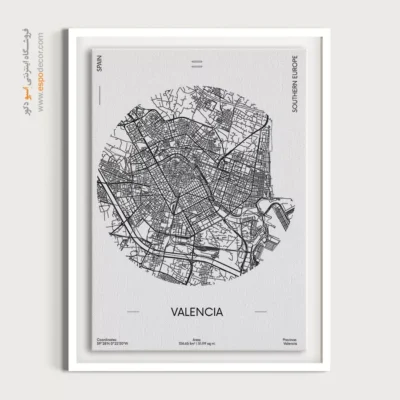 تابلو دکوراتیو والنسیا اسپانیا - والنسیا اسپانیا – تابلو نقشه شهرهای جهان - اسپو دکور