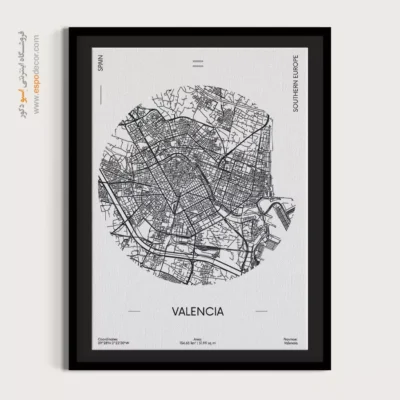 تابلو دکوراتیو والنسیا اسپانیا - والنسیا اسپانیا – تابلو نقشه شهرهای جهان - اسپو دکور