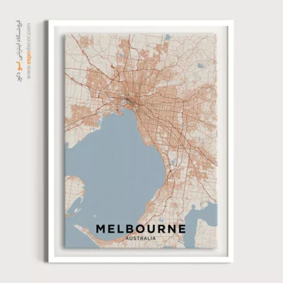 تابلو نقشه مینیمال ملبورن استرالیا - ملبورن استرالیا – تابلو نقشه شهرهای جهان - اسپو دکور