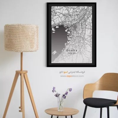 تابلو نقشه دیواری اوساکا ژاپن - اوساکا ژاپن – تابلو نقشه شهرهای جهان - اسپو دکور