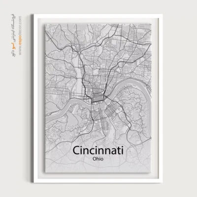 تابلو نقشه مدرن سینسیناتی اوهایو - سینسیناتی اوهایو – تابلو نقشه شهرهای جهان - اسپو دکور