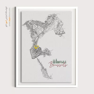 خرید تابلو نقشه مینیمال بروکسل - بروکسل – تابلو نقشه شهرهای جهان - اسپو دکور