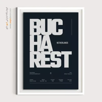 خرید تابلو تایپوگرافی انگلیسی نقشه - ‏bucharest netherlands  – تابلو نقشه شهرهای جهان - اسپو دکور