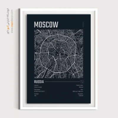 تابلو نقشه لوکس مسکو - ‏moscow  – تابلو نقشه شهرهای جهان - اسپو دکور
