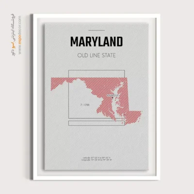 تابلو نقشه با طرح انتزاعی - ‏maryland  – تابلو نقشه شهرهای جهان - اسپو دکور