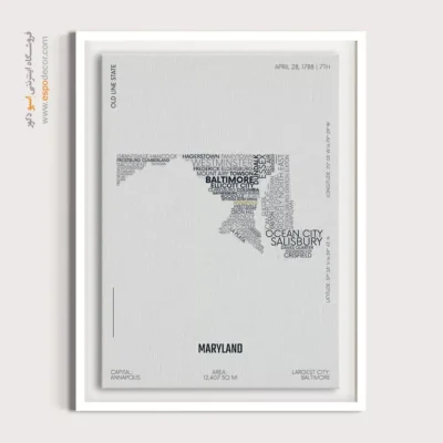 تابلو مناسب دفتر مهندسی - ‏maryland state  – تابلو نقشه شهرهای جهان - اسپو دکور