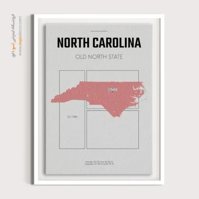 خرید تابلو برای دفتر کار - ‏north carolina  – تابلو نقشه شهرهای جهان - اسپو دکور