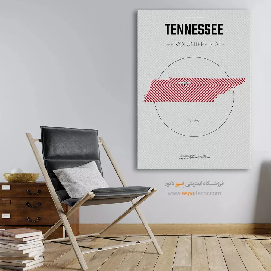 تابلو نقشه برای دفتر وکیل - tennessee – تابلو نقشه شهرهای جهان - اسپو دکور