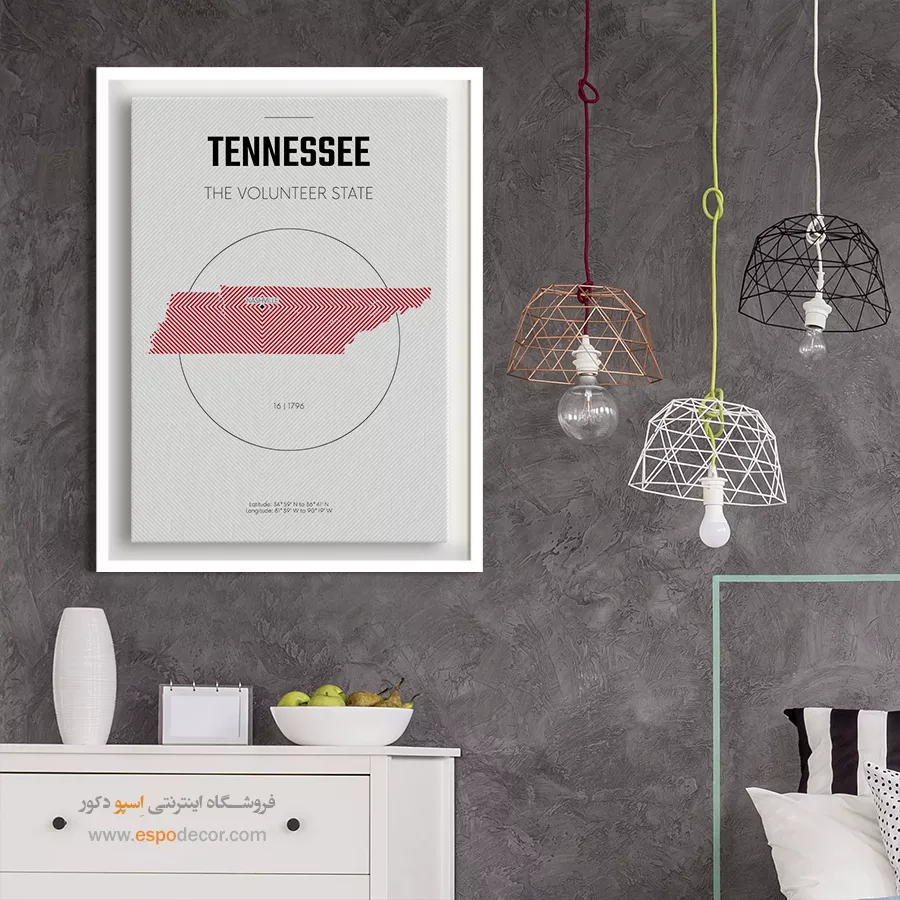 تابلو نقشه برای دفتر وکیل - tennessee – تابلو نقشه شهرهای جهان - اسپو دکور