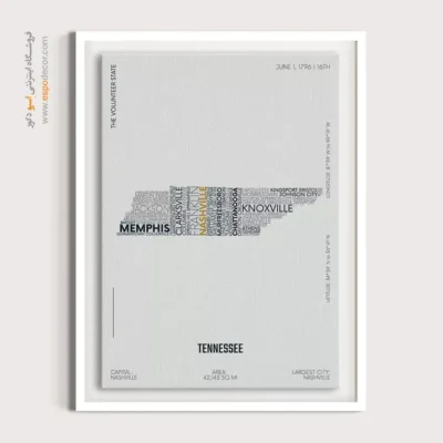تابلو نقشه برای دکور مدرن - ‏tennessee state  – تابلو نقشه شهرهای جهان - اسپو دکور