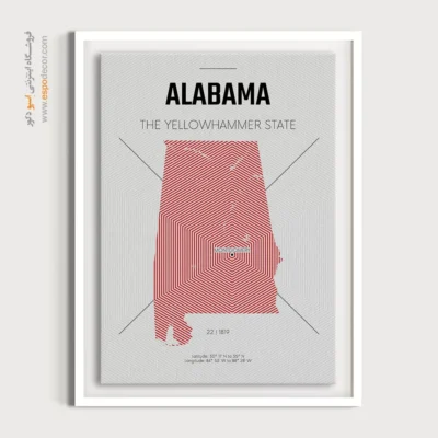 تابلو نقشه برای اتاق تور لیدر - ‏alabama  – تابلو نقشه شهرهای جهان - اسپو دکور
