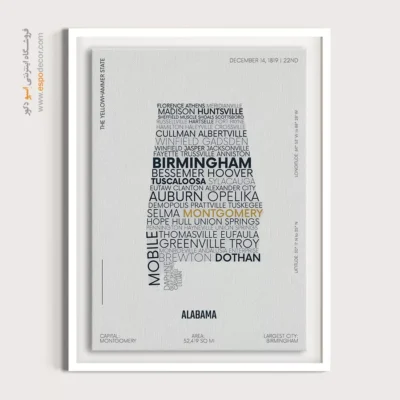 تابلو نقشه برای شرکت - ‏alabama state  – تابلو نقشه شهرهای جهان - اسپو دکور