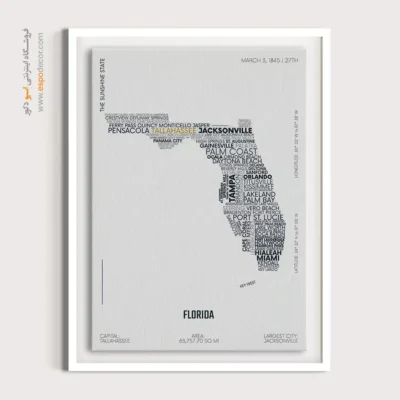 تابلو نقشه برای دفتر معماری - ‏florida state  – تابلو نقشه شهرهای جهان - اسپو دکور
