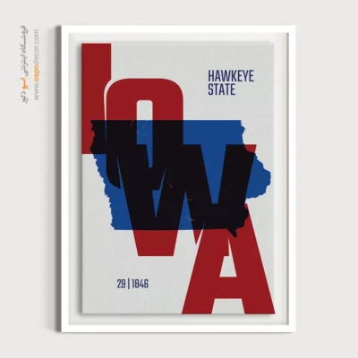 تابلو دکوراتیو تایپوگرافی برای هدیه - ‏hawkeye state  – تابلو نقشه شهرهای جهان - اسپو دکور