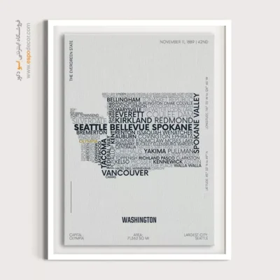 تابلو نقشه ست مناسب کافی‌شاپ - ‏washington state  – تابلو نقشه شهرهای جهان - اسپو دکور