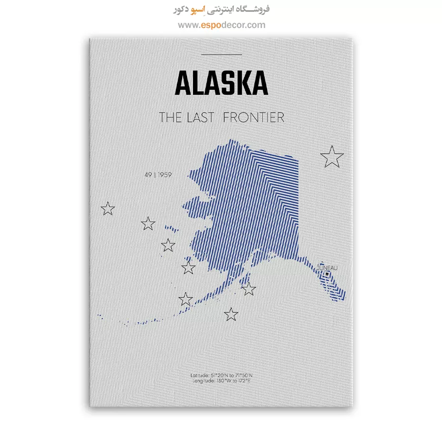 تابلو نقشه دستساز برای کلکسیون - alaska – تابلو نقشه شهرهای جهان - اسپو دکور