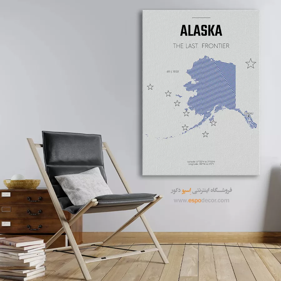 تابلو نقشه دستساز برای کلکسیون - alaska – تابلو نقشه شهرهای جهان - اسپو دکور