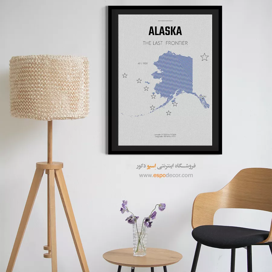 تابلو نقشه دستساز برای کلکسیون - alaska – تابلو نقشه شهرهای جهان - اسپو دکور