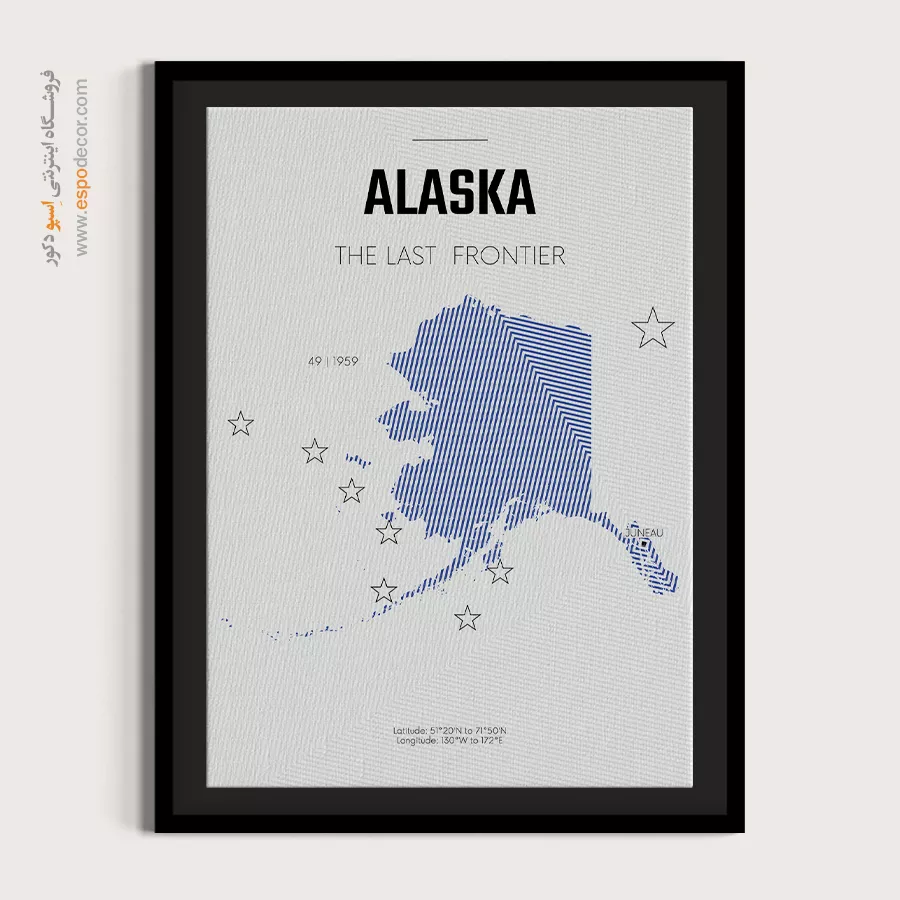 تابلو نقشه دستساز برای کلکسیون - alaska – تابلو نقشه شهرهای جهان - اسپو دکور