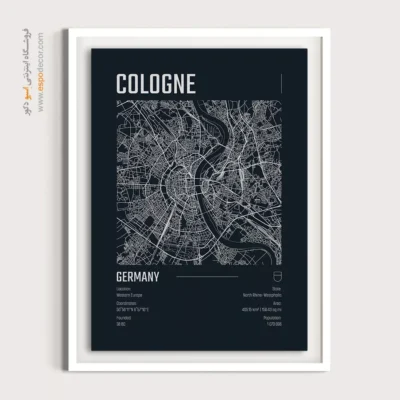 تابلو نقشه کلن آلمان - ‏cologne  – تابلو نقشه شهرهای جهان - اسپو دکور