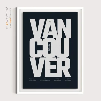 تابلو نقشه ونکوور مدرن برای کافه - ‏vancouver British Columbia  – تابلو نقشه شهرهای جهان - اسپو دکور