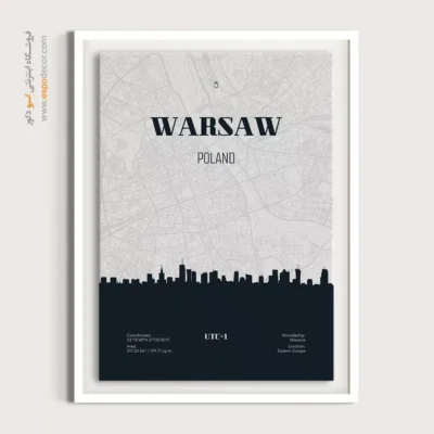 تابلو نقشه لهستان برای اتاق مطالعه - ‏warsaw poland  – تابلو نقشه شهرهای جهان - اسپو دکور