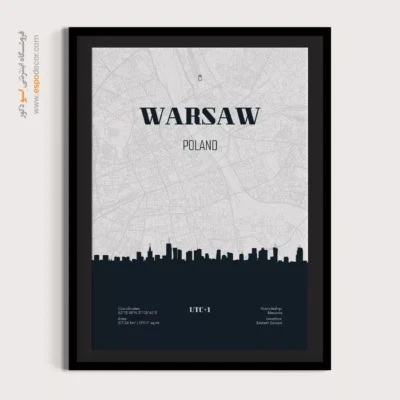 تابلو نقشه لهستان برای اتاق مطالعه - ‏warsaw poland  – تابلو نقشه شهرهای جهان - اسپو دکور