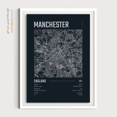 تابلو نقشه منچستر مدرن برای اتاق مدیریت - ‏manchester  – تابلو نقشه شهرهای جهان - اسپو دکور