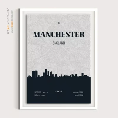 تابلو نقشه منچستر مدرن برای اتاق نشیمن - ‏manchester england  – تابلو نقشه شهرهای جهان - اسپو دکور