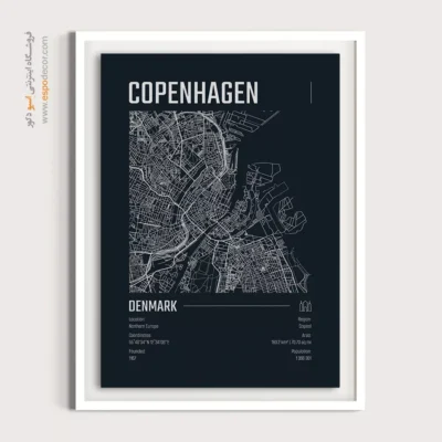 تابلو نقشه کوپنهاگن برای اتاق خواب - ‏copenhagen  – تابلو نقشه شهرهای جهان - اسپو دکور