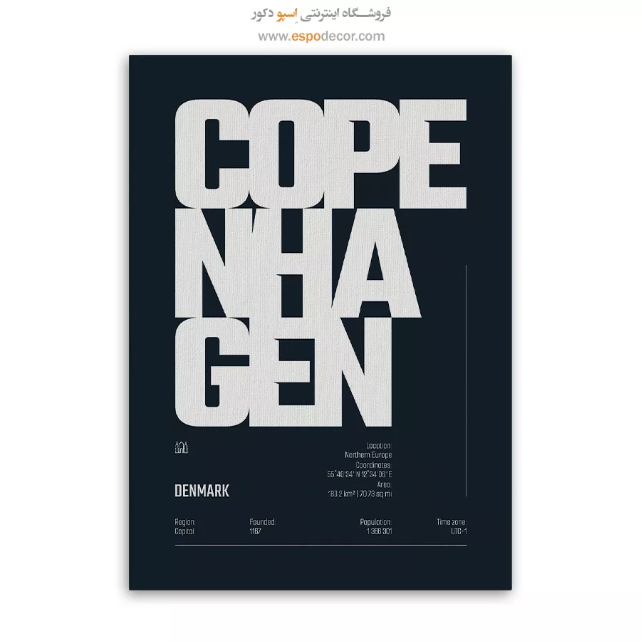 تابلو نقشه سهتکه برای دکور خانه - copenhagen Europe – تابلو نقشه شهرهای جهان - اسپو دکور