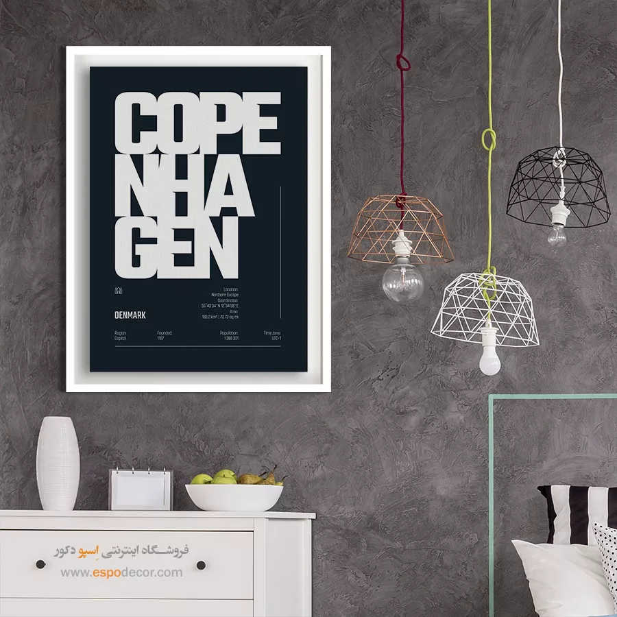 تابلو نقشه سهتکه برای دکور خانه - copenhagen Europe – تابلو نقشه شهرهای جهان - اسپو دکور