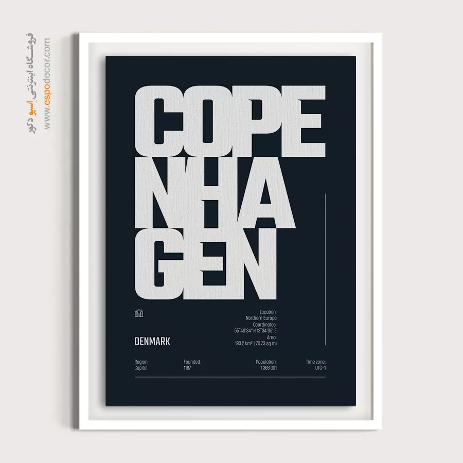 تابلو نقشه سهتکه برای دکور خانه - copenhagen Europe – تابلو نقشه شهرهای جهان - اسپو دکور