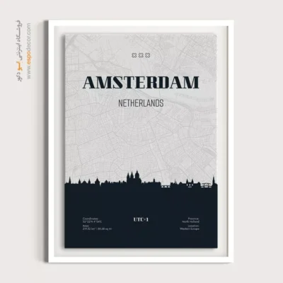 تابلو نقشه برای اتاق نوجوان - ‏amesterdam netherlands  – تابلو نقشه شهرهای جهان - اسپو دکور