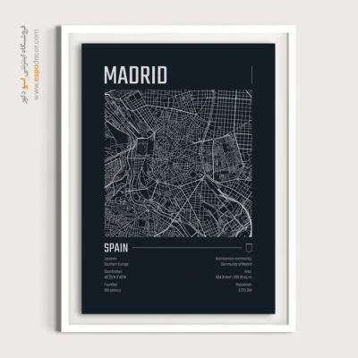 تابلو نقشه برای سالن انتظار - ‏madrid  – تابلو نقشه شهرهای جهان - اسپو دکور