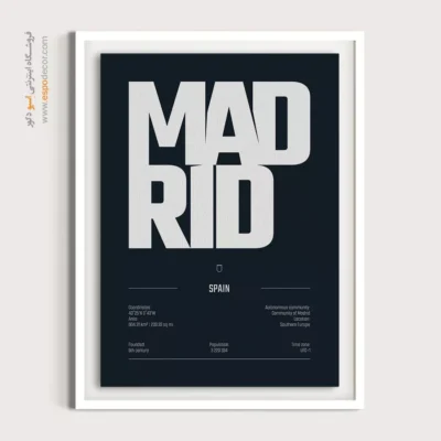 تابلو نقشه مدرن و شیک - ‏madrid Europe  – تابلو نقشه شهرهای جهان - اسپو دکور