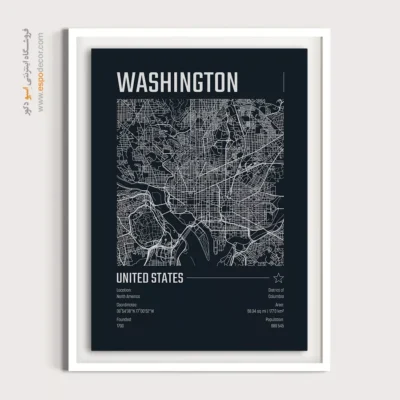 تابلو نقشه مدرن برای خانه - ‏washington  – تابلو نقشه شهرهای جهان - اسپو دکور