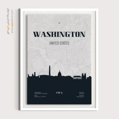تابلو نقشه مناسب آژانس‌های مسافرتی - ‏washington united states  – تابلو نقشه شهرهای جهان - اسپو دکور