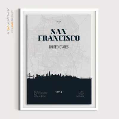 تابلو نقشه مناسب هدیه تولد - ‏san francisco usa  – تابلو نقشه شهرهای جهان - اسپو دکور