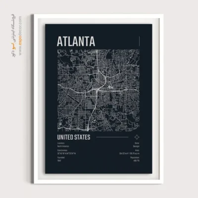 تابلو نقشه هدیه خاص - ‏atlanta  – تابلو نقشه شهرهای جهان - اسپو دکور