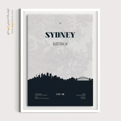 خرید اینترنتی تابلو نقشه - ‏sydney oceania  – تابلو نقشه شهرهای جهان - اسپو دکور