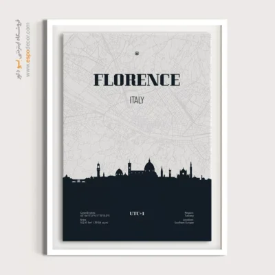 خرید آنلاین تابلو دکوراتیو چهار تایی - ‏florence italy  – تابلو نقشه شهرهای جهان - اسپو دکور
