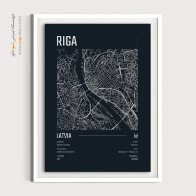 خرید تابلو نقشه برای دفتر کار - ‏riga  – تابلو نقشه شهرهای جهان - اسپو دکور
