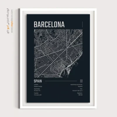 تابلو نقشه مدرن برای اتاق مدیریت - ‏barcelona  – تابلو نقشه شهرهای جهان - اسپو دکور